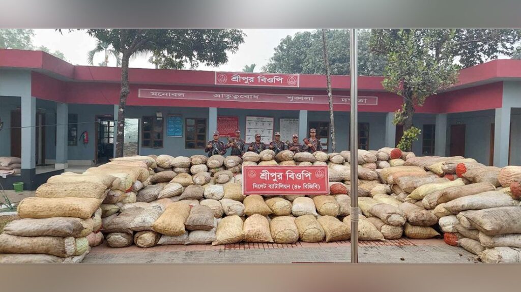 সিলেট-সুনামগঞ্জ সীমান্তে বিজিবির অভিযানে কোটি টাকার চোরাই পণ্য আটক