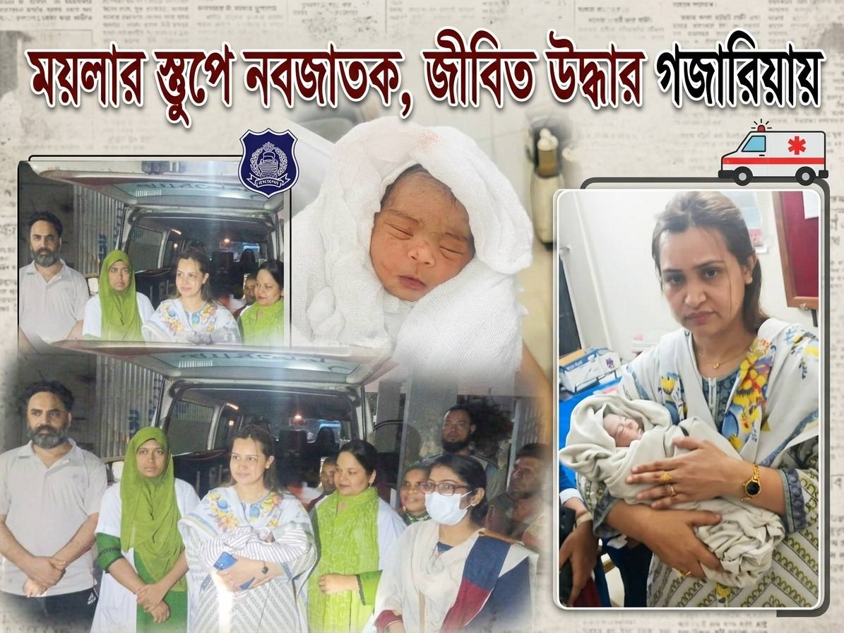 গজারিয়ায় স্বাস্থ্য কমপ্লেক্সের ময়লার স্তুপ থেকে নবজাতক উদ্ধার