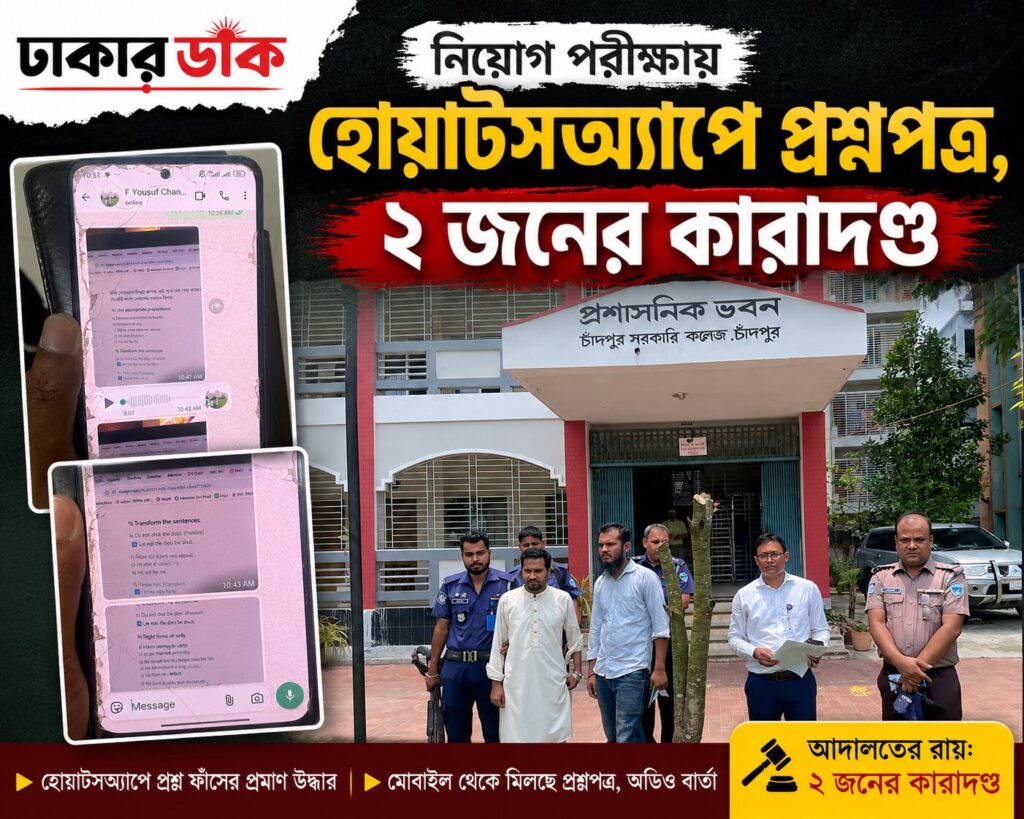 নিয়োগ পরীক্ষায় প্রশ্নপত্র ফাঁসের চেষ্টায় ২ জনের কারাদণ্ড