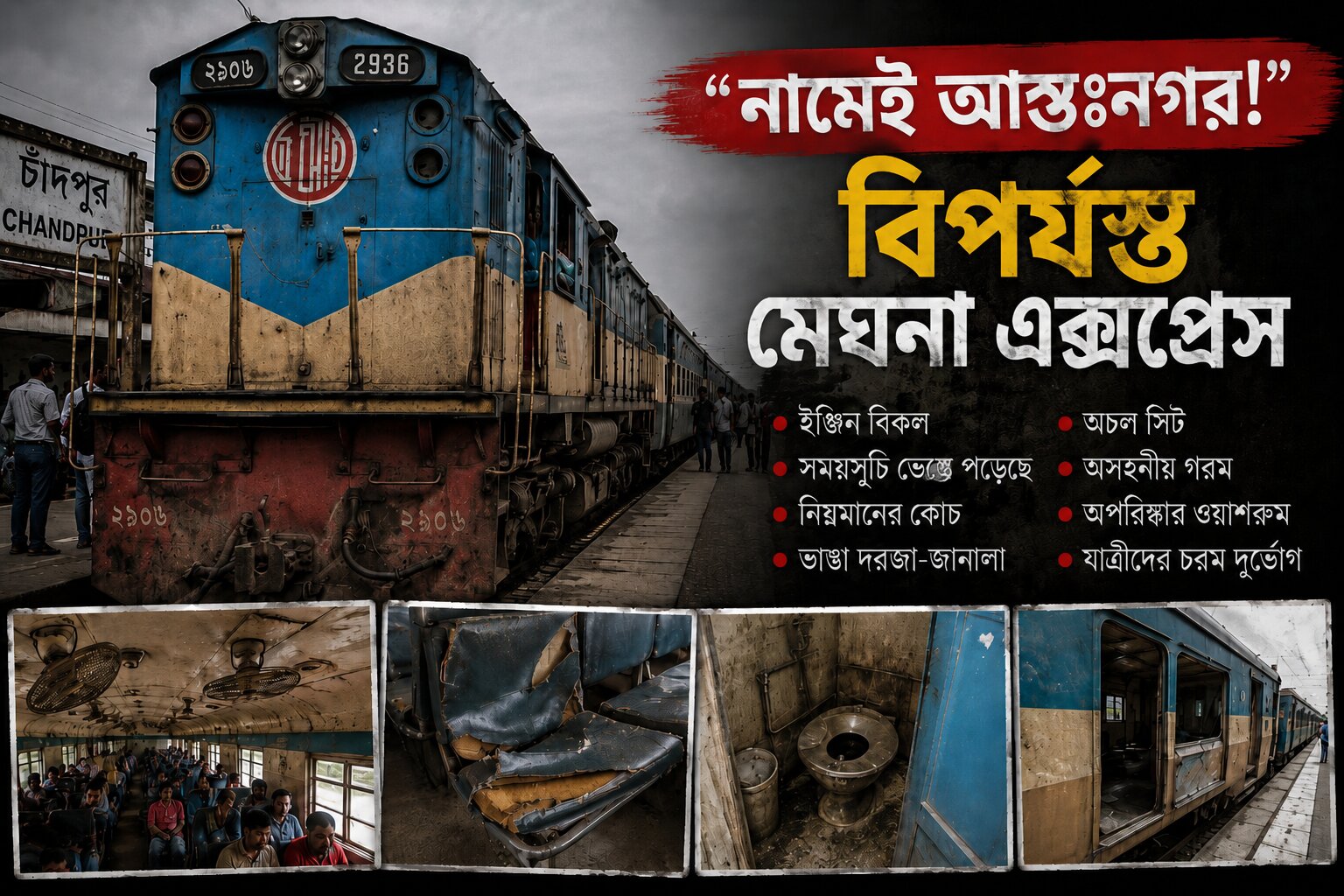 নামেই আন্ত:নগর ট্রেন! চরম বিপর্যয়ের মুখে ‘মেঘনা এক্সপ্রেস,