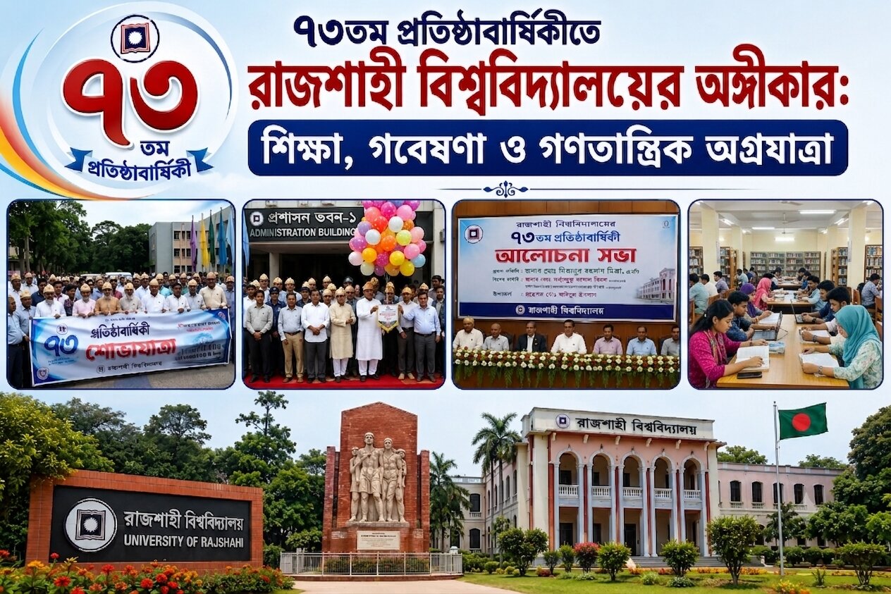 রাজশাহী বিশ্ববিদ্যালয়ের ৭৩তম প্রতিষ্ঠাবার্ষিকী উদযাপিত