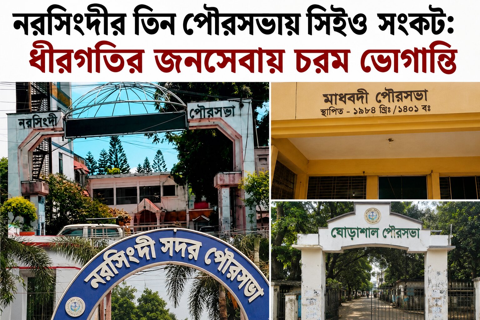 নরসিংদীর তিন পৌরসভায় সিইও সংকট: ধীরগতির জনসেবায় চরম ভোগান্তি
