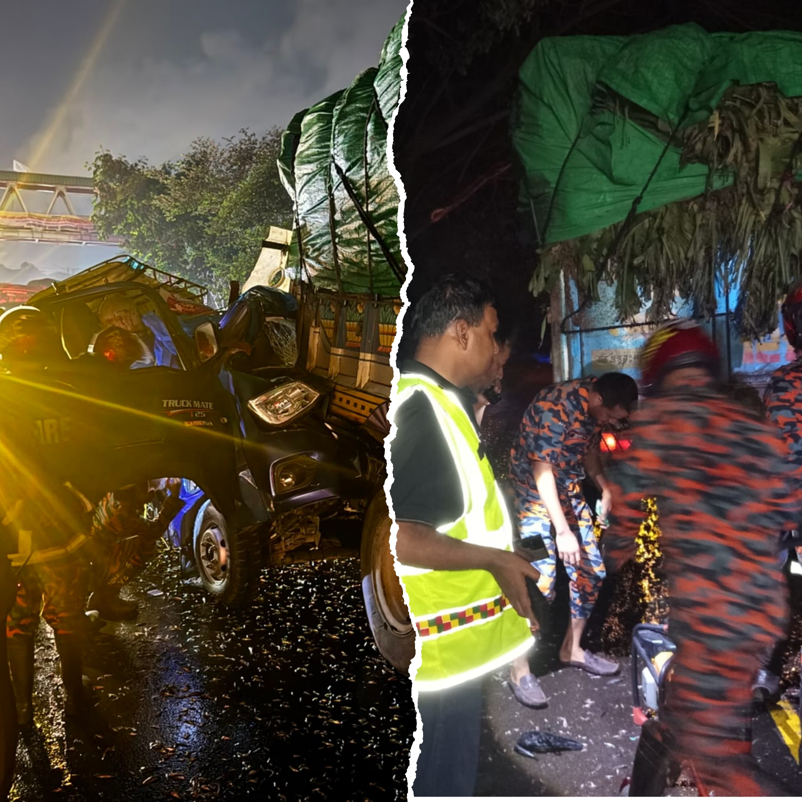 গজারিয়ায় থেমে থাকা ট্রাকে পিকাপের ধাক্কা, নিহত-১ আহত-২